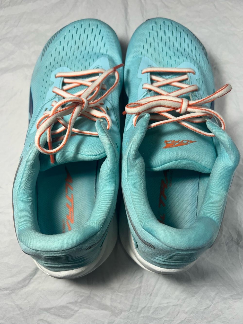 Altra VIA Olympus Max Cushion Running Shoes - Light Blue Orange - Women's Size 9